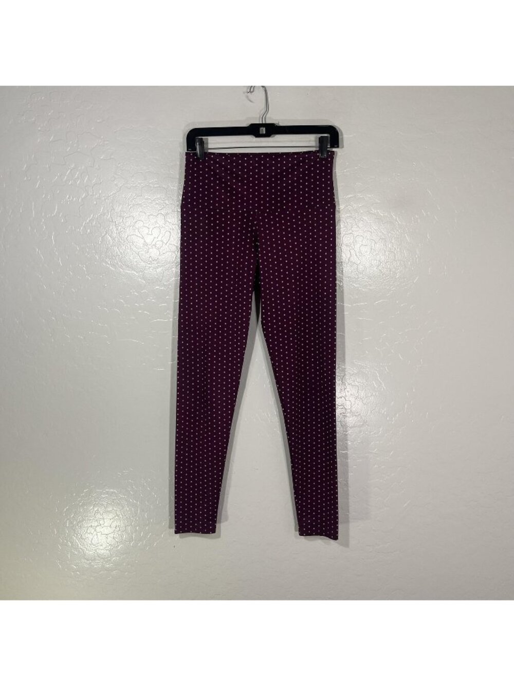Onzie Leggings Womens M/L Purple Polka Dot Ankle Yoga Pants Gym Athletic